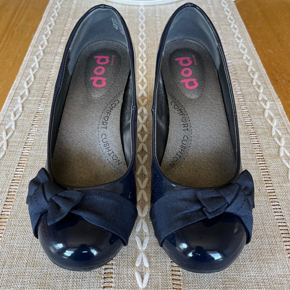 Pop Blue Ballet Heels with Bow Detail